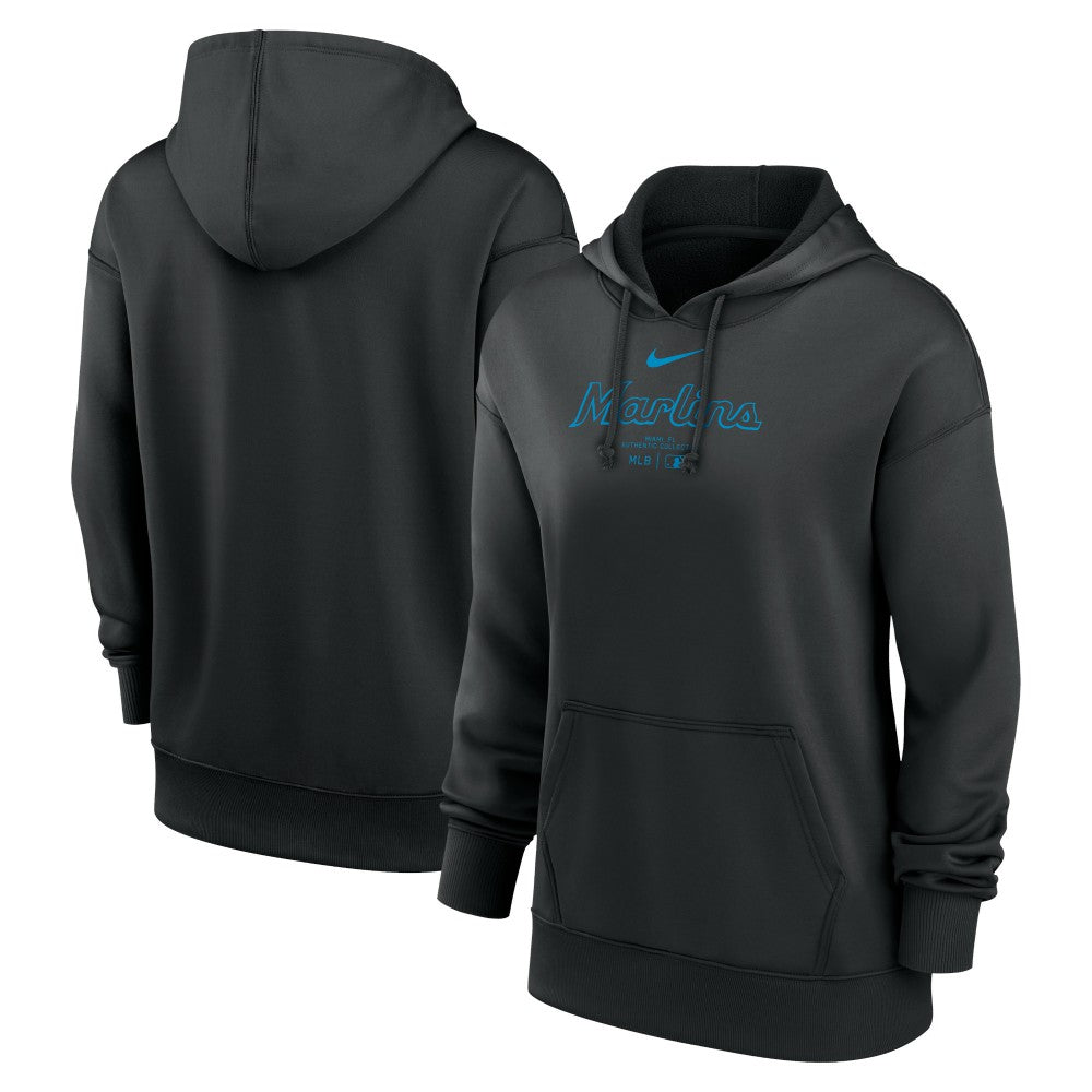 Miami Marlins Women's Authentic Collection Performance Pullover Hoodie Black