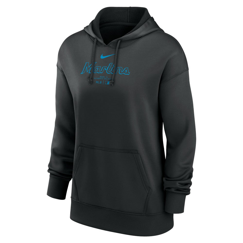 Miami Marlins Women's Authentic Collection Performance Pullover Hoodie Black