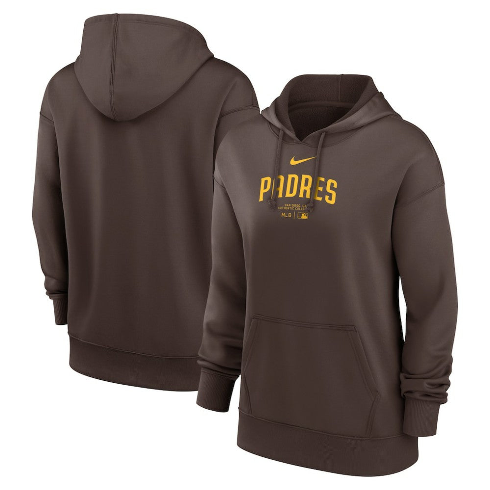 San Diego Padres Women's Authentic Collection Performance Pullover Hoodie Brown