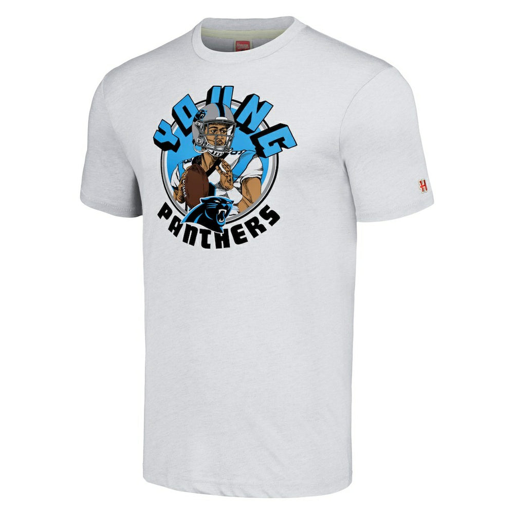 Bryce Young Carolina Panthers Homage Unisex Caricature Player Tri-Blend T-Shirt - Ash on sale