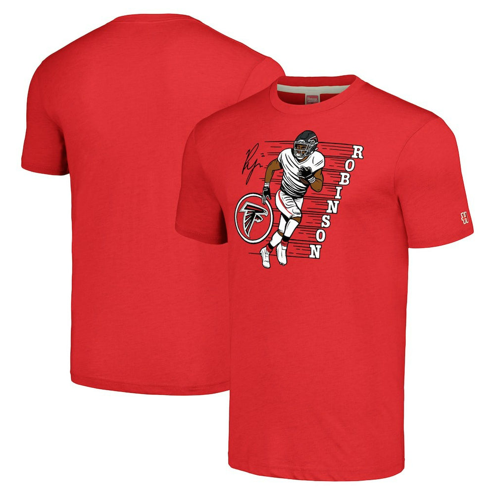 Bijan Robinson Atlanta Falcons Homage Unisex Caricature Player Tri-Blend T-Shirt - Red outlet