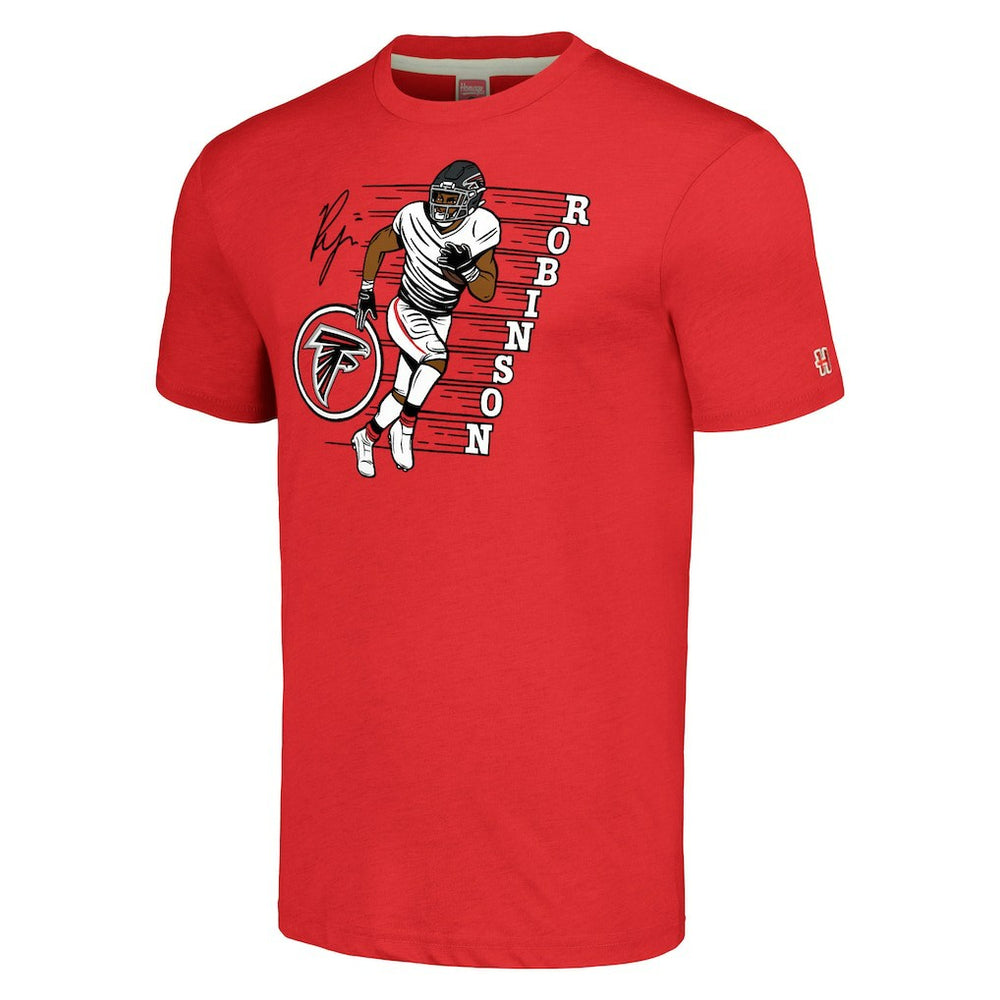 Bijan Robinson Atlanta Falcons Homage Unisex Caricature Player Tri-Blend T-Shirt - Red outlet