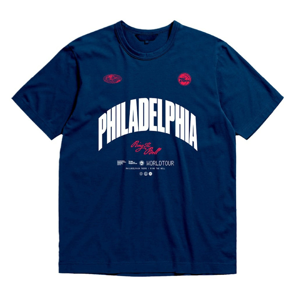 Philadelphia 76ers Bleacher Report x  Unisex World Tour T-Shirt - Navy for sale
