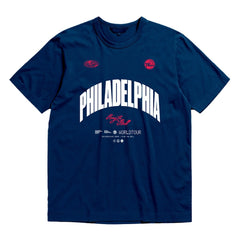 Philadelphia 76ers Bleacher Report x  Unisex World Tour T-Shirt - Navy for sale
