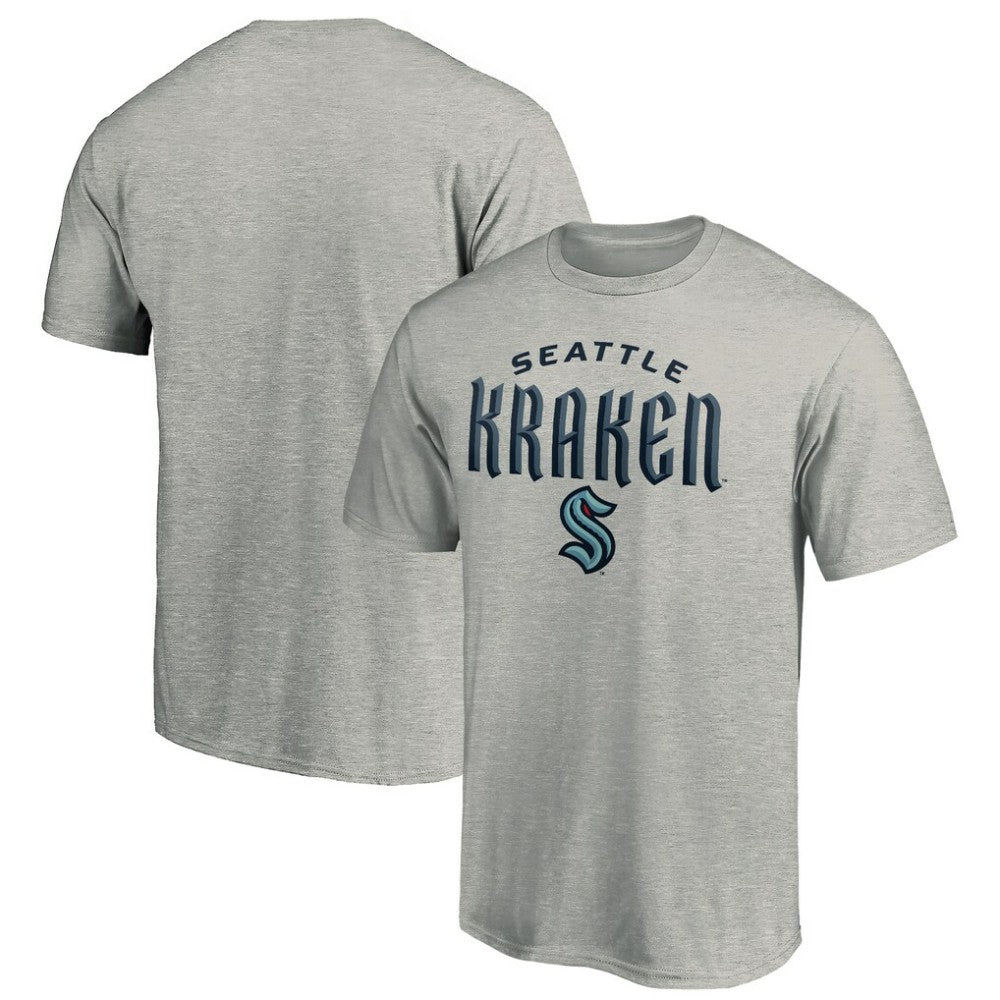 Seattle Kraken Team Lockup T-Shirt - Heather Gray T-shirts