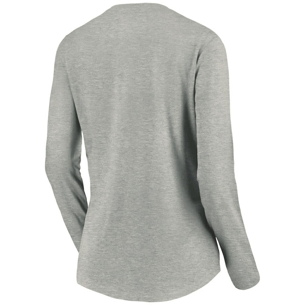Seattle Kraken Women's Primary Logo V-Neck Long Sleeve T-Shirt - Gray T-shirts