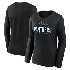 Carolina Panthers Women's Plus Size Foiled Play Long Sleeve T-Shirt - Black for sale