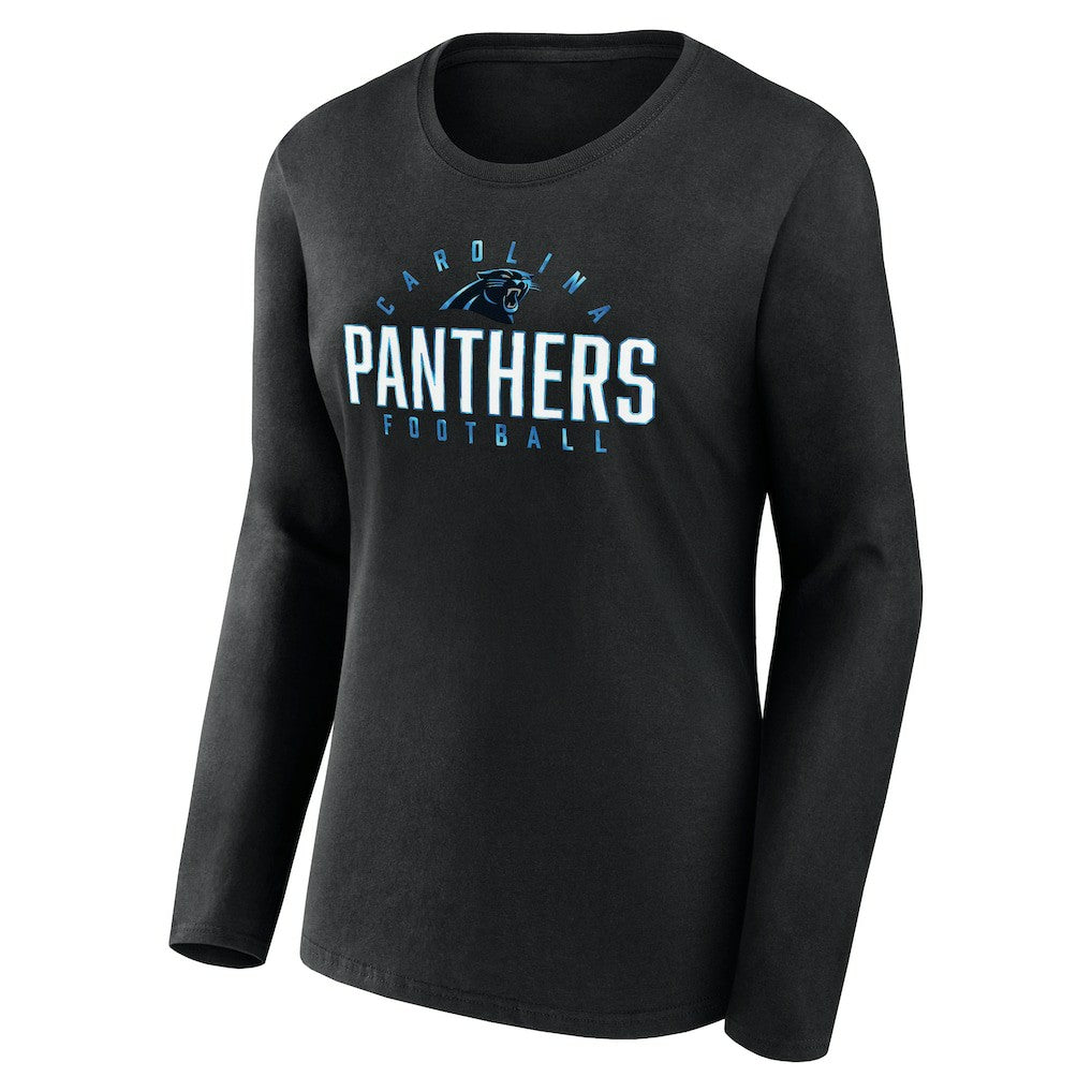 Carolina Panthers Women's Plus Size Foiled Play Long Sleeve T-Shirt - Black for sale
