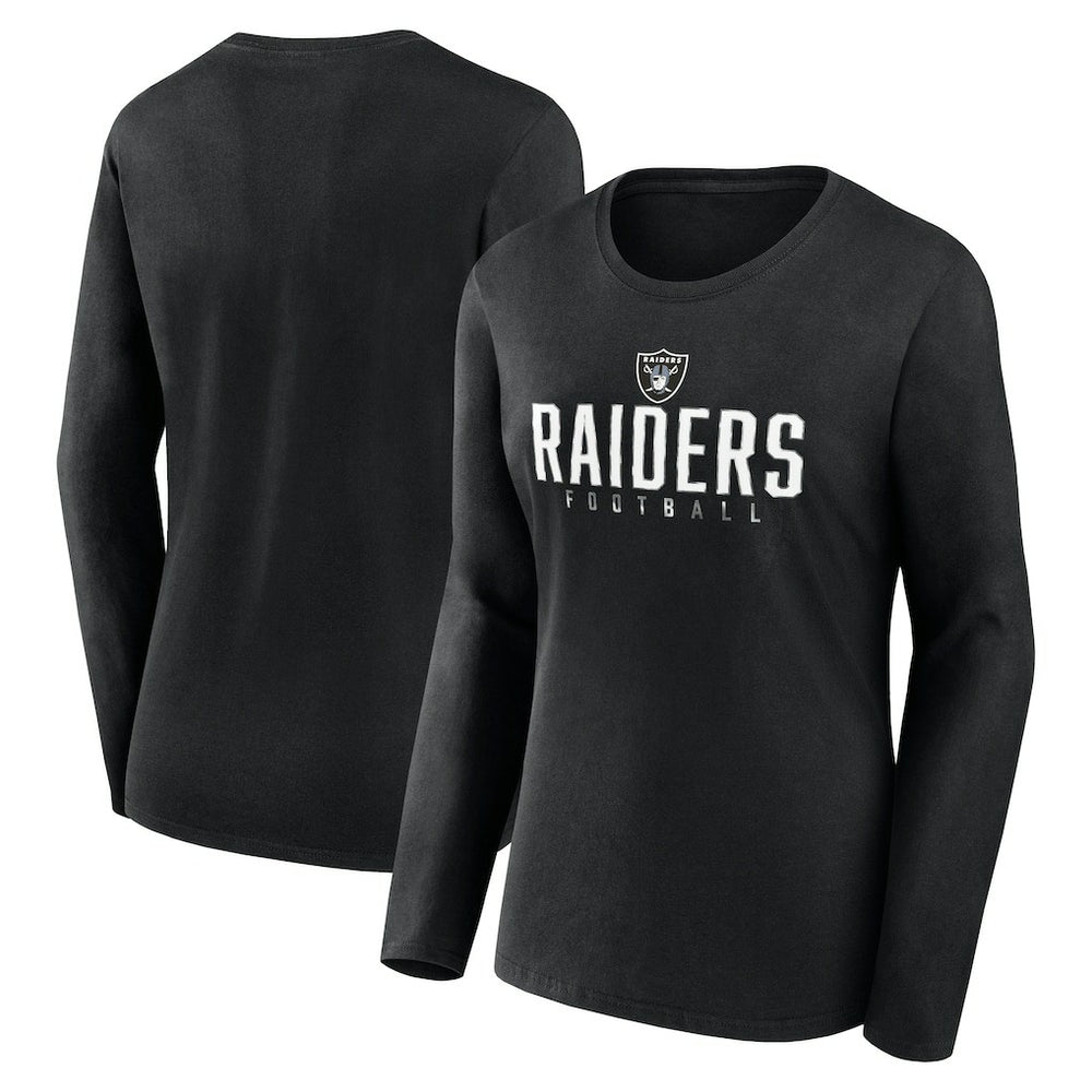 Las Vegas Raiders Women's Plus Size Foiled Play Long Sleeve T-Shirt - Black outlet