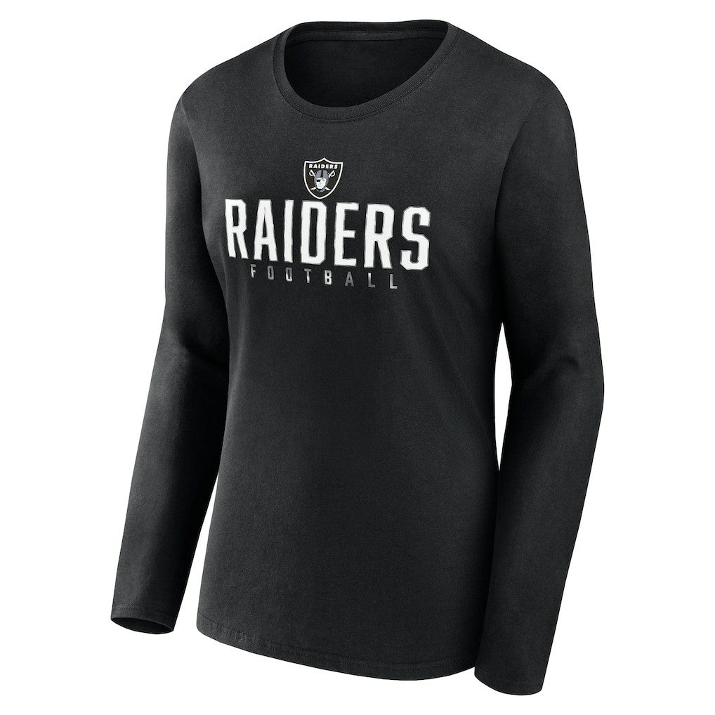 Las Vegas Raiders Women's Plus Size Foiled Play Long Sleeve T-Shirt - Black outlet