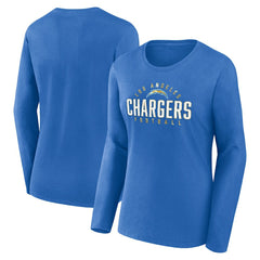 Los Angeles Chargers Women's Plus Size Foiled Play Long Sleeve T-Shirt - Powder Blue outlet