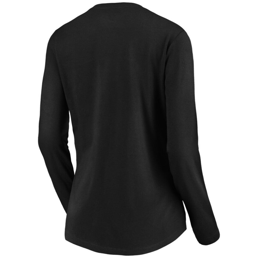 Seattle Kraken Women's Primary Logo V-Neck Long Sleeve T-Shirt - Black T-shirts