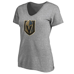 Vegas Golden Knights Women's Primary Logo V-Neck T-Shirt - Gray T-shirts