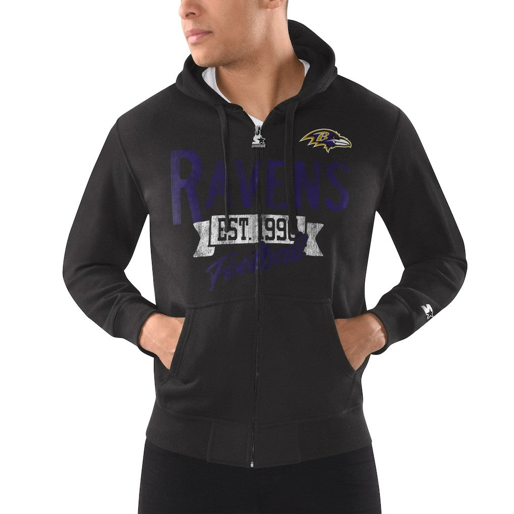 Baltimore Ravens Starter Domestic Post Season Full-Zip Hoodie - Black discount