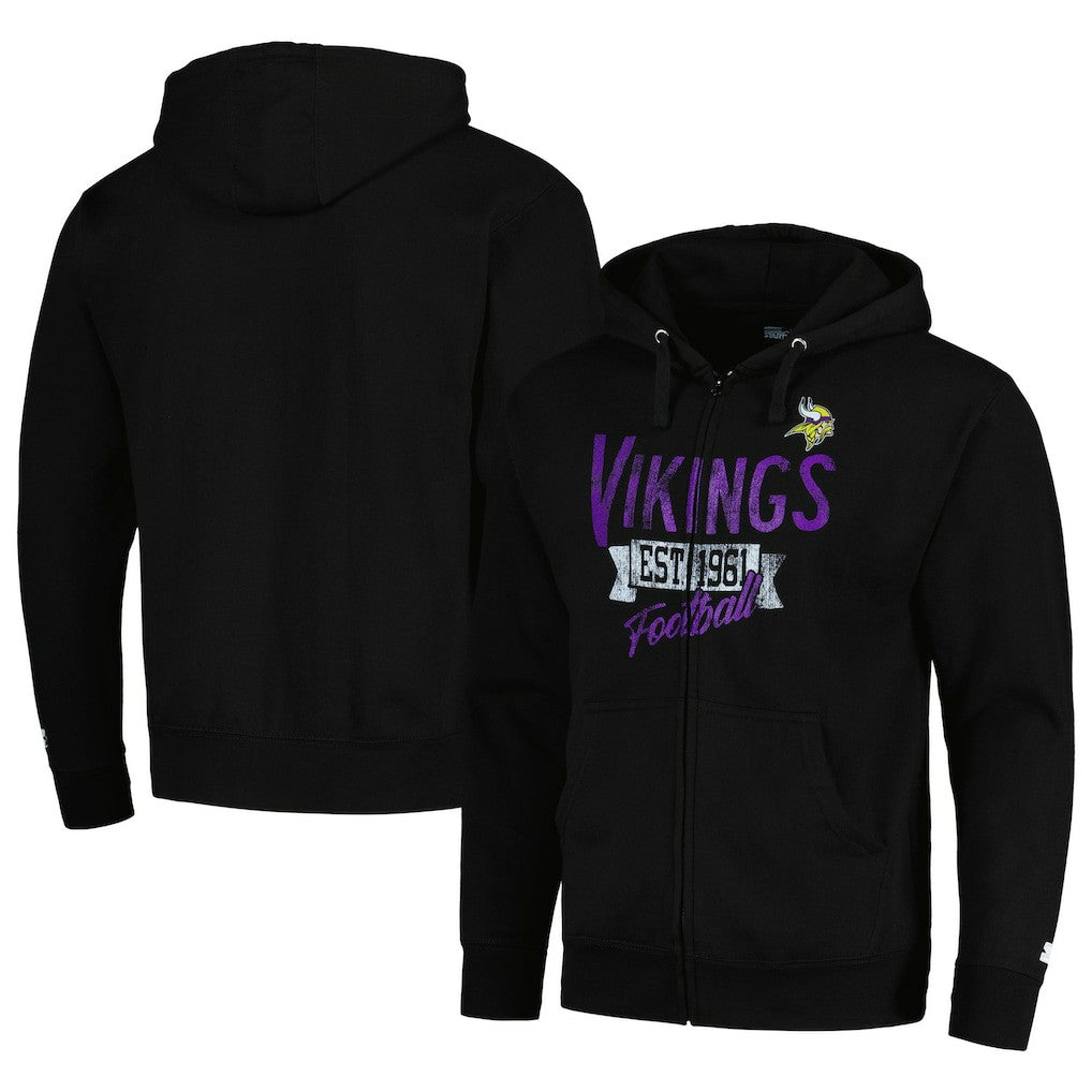 Minnesota Vikings Starter Domestic Post Season Full-Zip Hoodie - Black discount