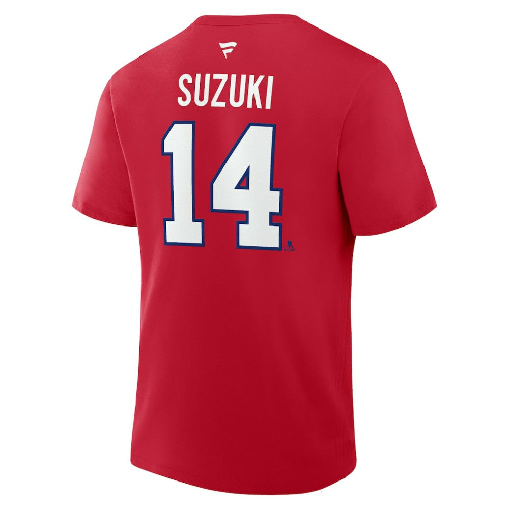 Nick Suzuki Montreal Canadiens Fanatics Authentic Stack Name & Number T-Shirt - Red T-shirts