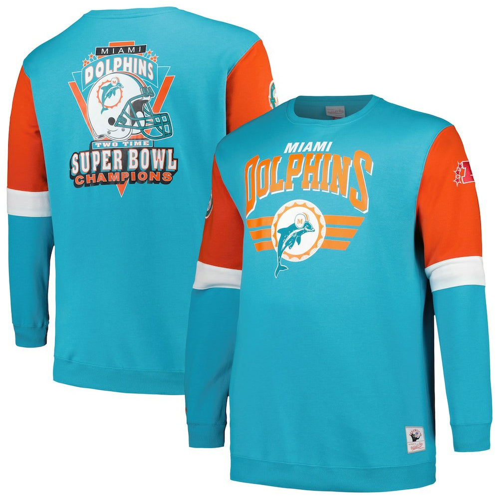 Miami Dolphins Big & Tall Fleece Pullover Sweatshirt - Aqua online