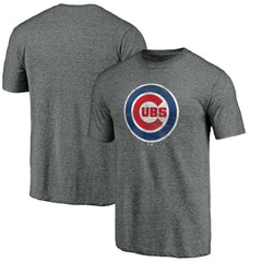 Chicago Cubs Official Logo Tri-Blend T-Shirt Heather Gray
