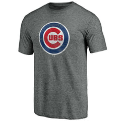 Chicago Cubs Official Logo Tri-Blend T-Shirt Heather Gray
