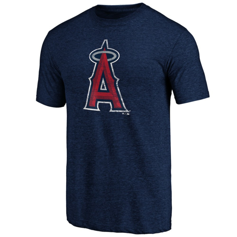 Los Angeles Angels Official Logo Tri-Blend T-Shirt Heather Navy