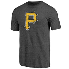 Pittsburgh Pirates Official Logo Tri-Blend T-Shirt Heather Charcoal