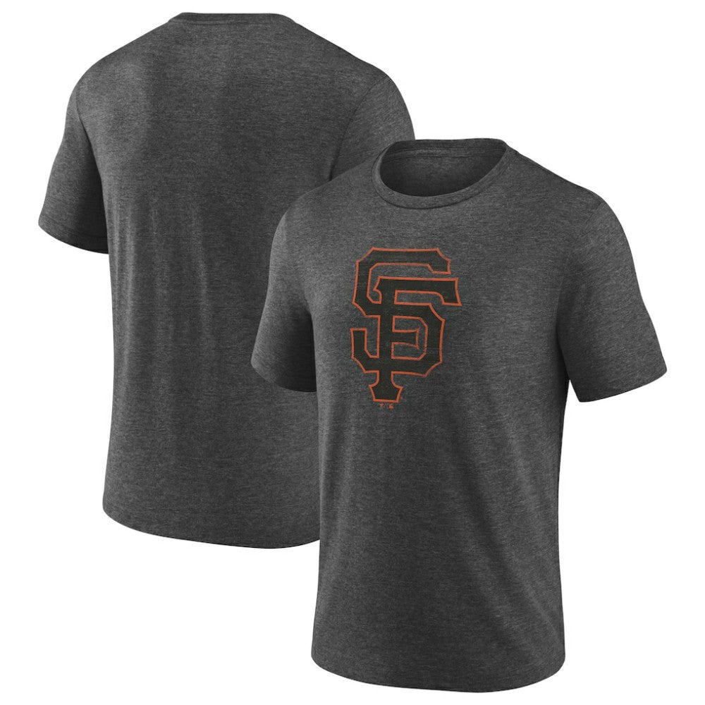 San Francisco Giants Official Logo Tri-Blend T-Shirt Heather Charcoal