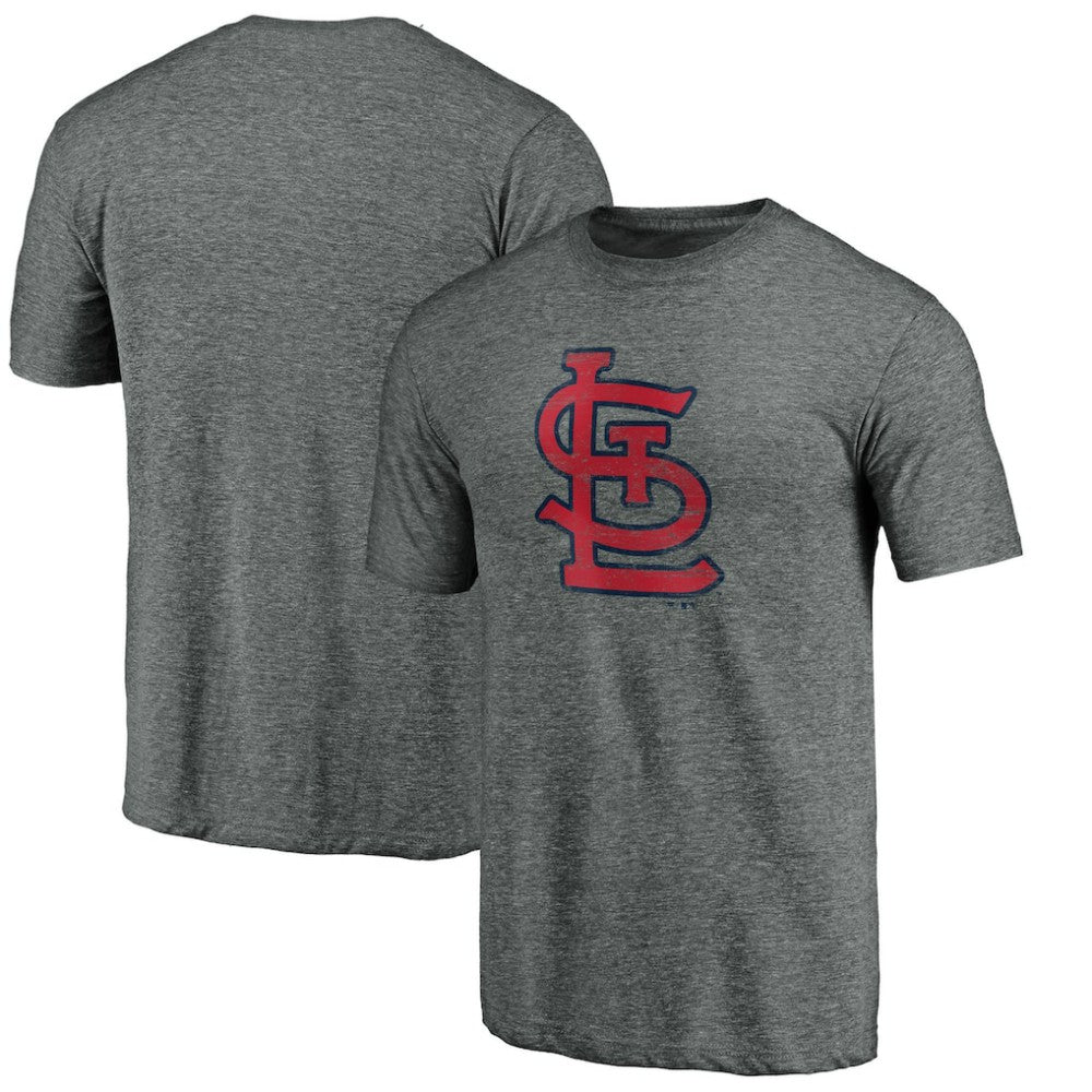 St. Louis Cardinals Official Logo Tri-Blend T-Shirt Heather Gray