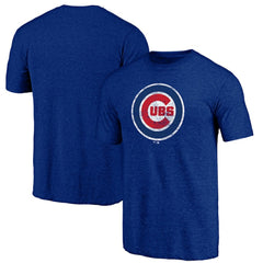 Chicago Cubs Official Logo Tri-Blend T-Shirt Heather Royal