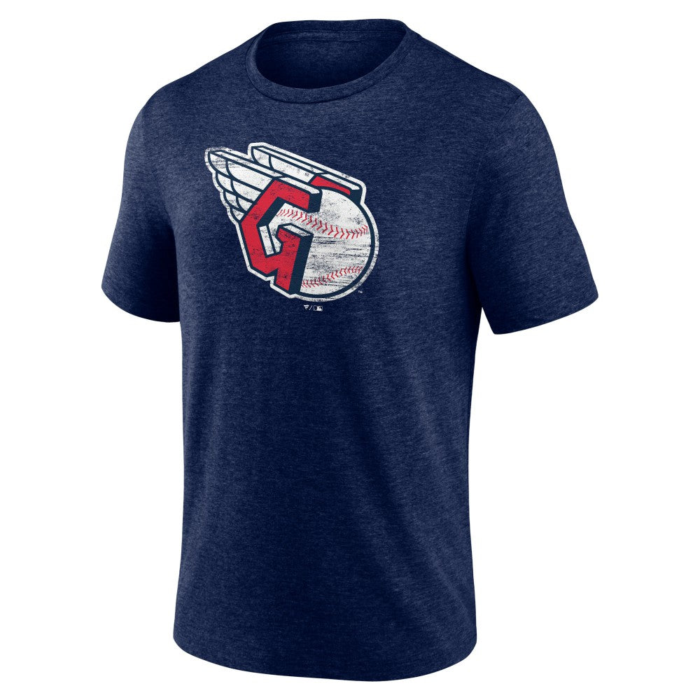 Cleveland Guardians Official Logo Tri-Blend T-Shirt Heather Navy