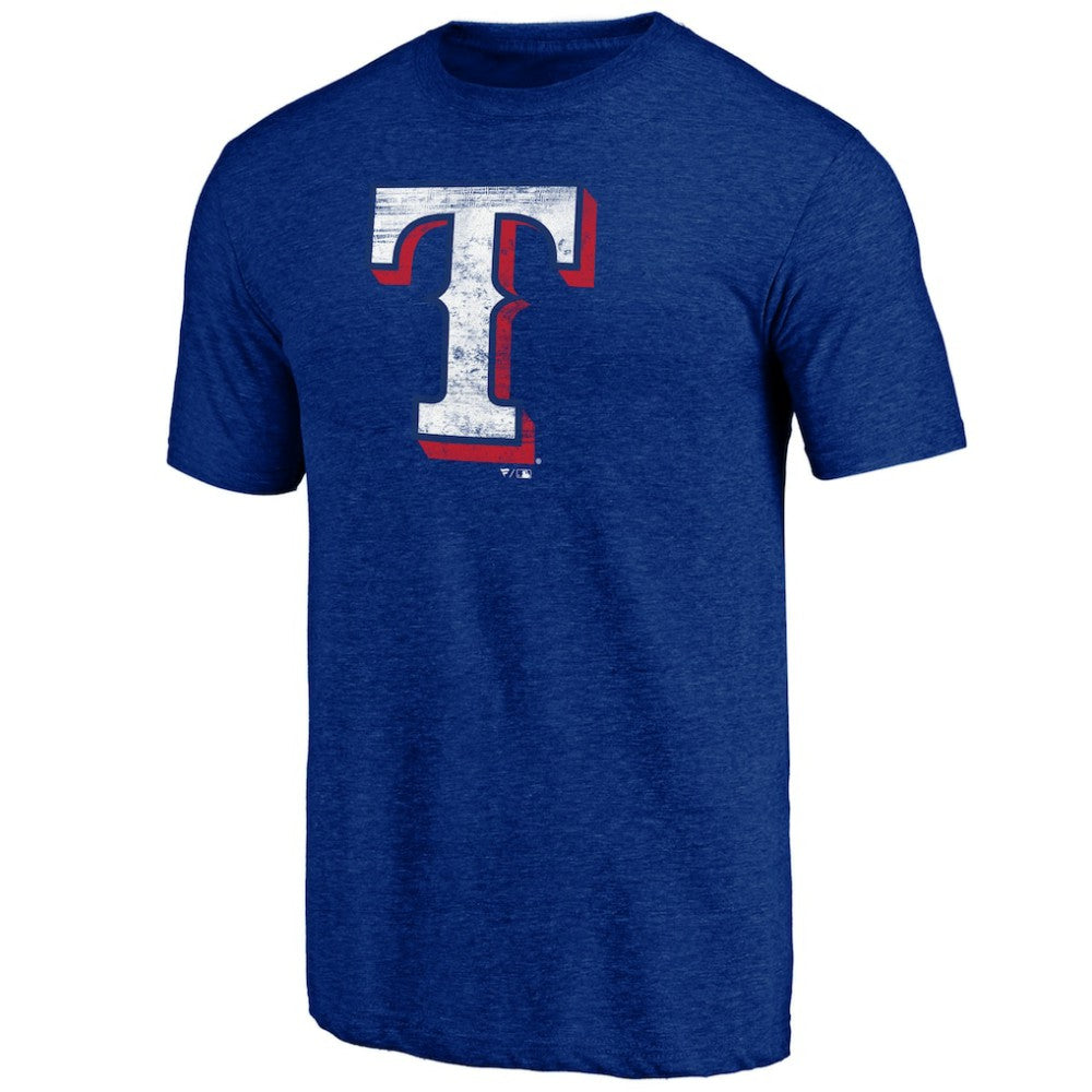Texas Rangers Official Logo Tri-Blend T-Shirt Heather Royal