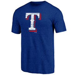 Texas Rangers Official Logo Tri-Blend T-Shirt Heather Royal