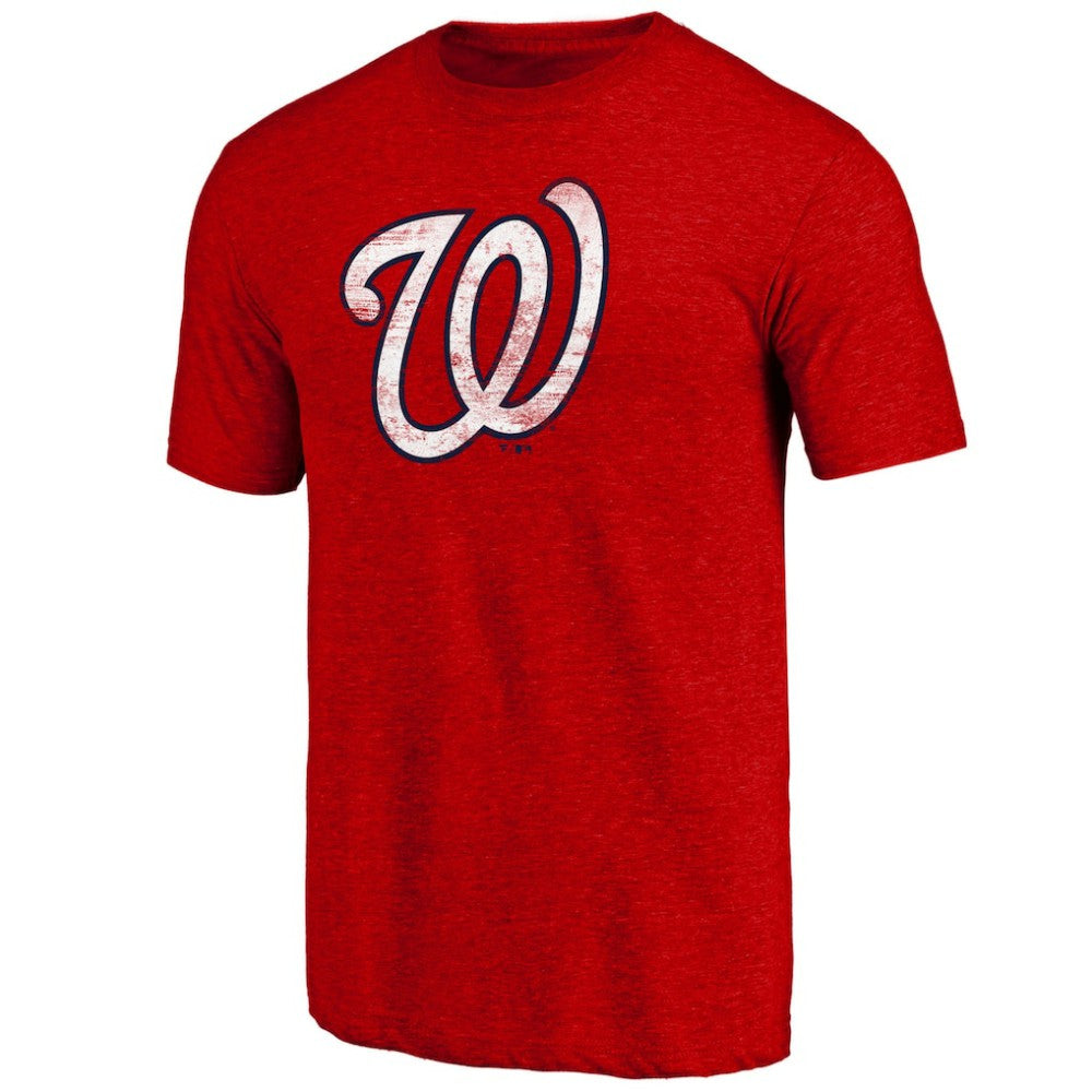 Washington Nationals Official Logo Tri-Blend T-Shirt Heather Red