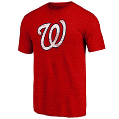 Washington Nationals Official Logo Tri-Blend T-Shirt Heather Red