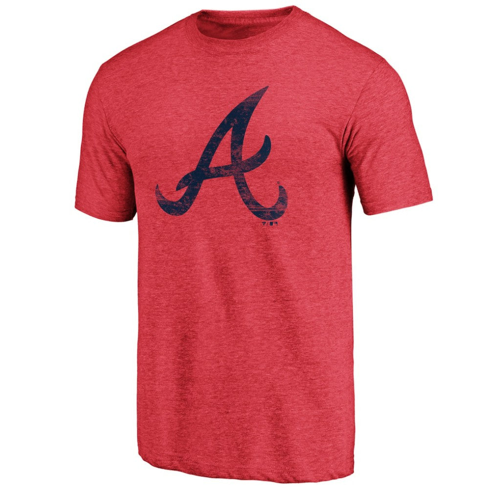 Atlanta Braves Official Logo Tri-Blend T-Shirt Heather Red