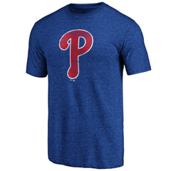 Philadelphia Phillies Official Logo Tri-Blend T-Shirt Heather Royal