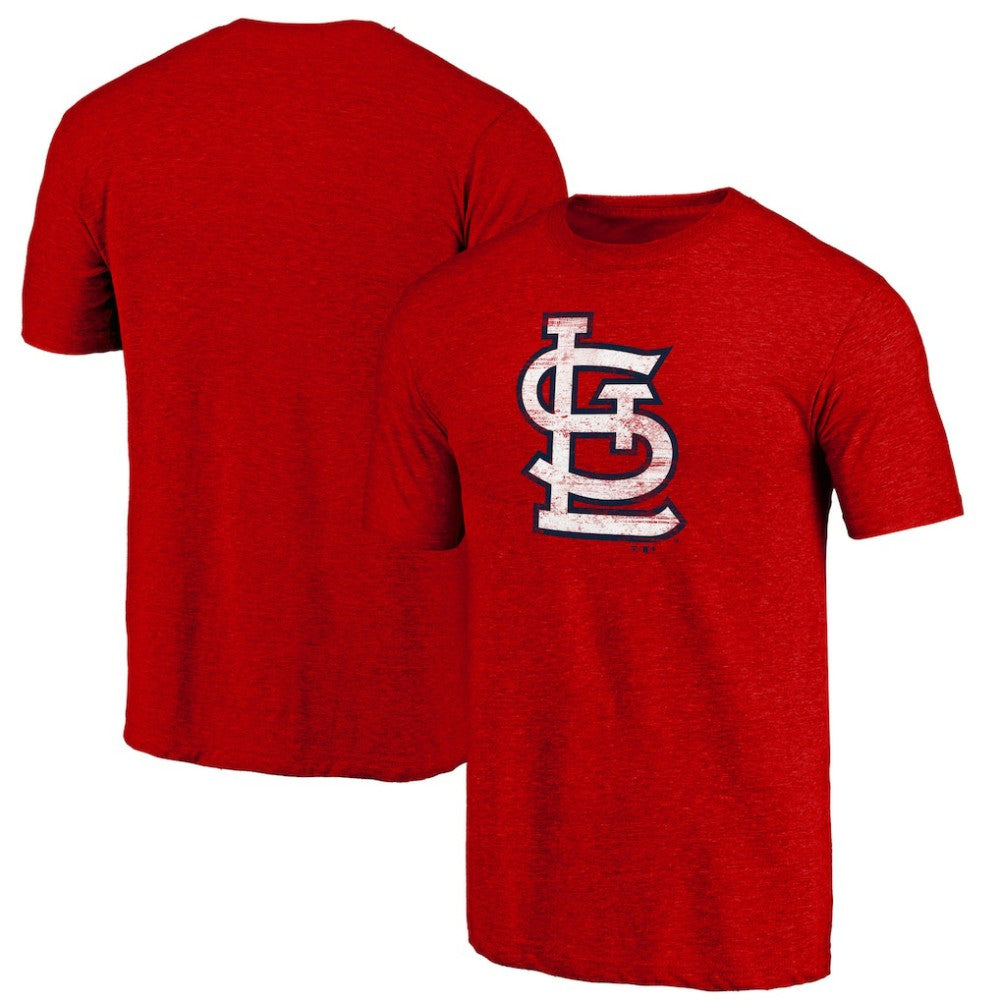St. Louis Cardinals Official Logo Tri-Blend T-Shirt Heather Red