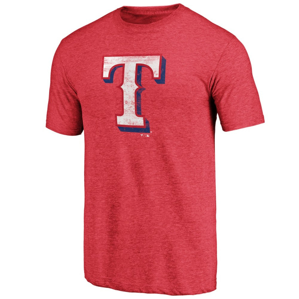 Texas Rangers Official Logo Tri-Blend T-Shirt Heather Red