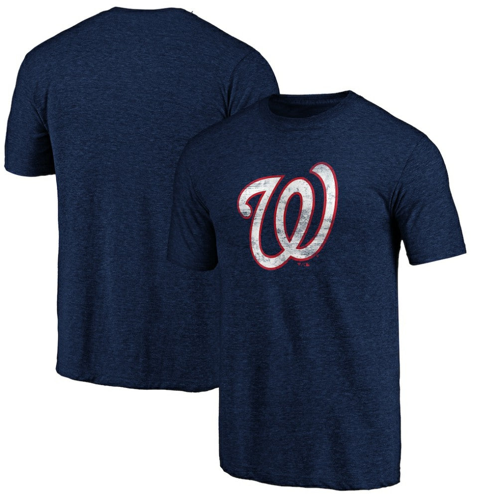 Washington Nationals Official Logo Tri-Blend T-Shirt Heather Navy