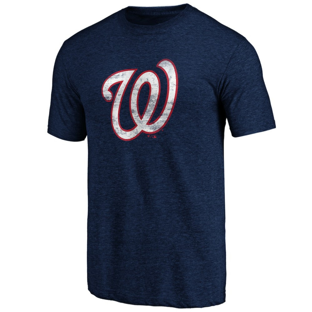Washington Nationals Official Logo Tri-Blend T-Shirt Heather Navy