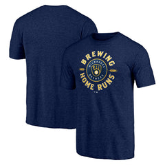 Milwaukee Brewers Hometown Collection Brewing Up Tri-Blend T-Shirt Heather Navy