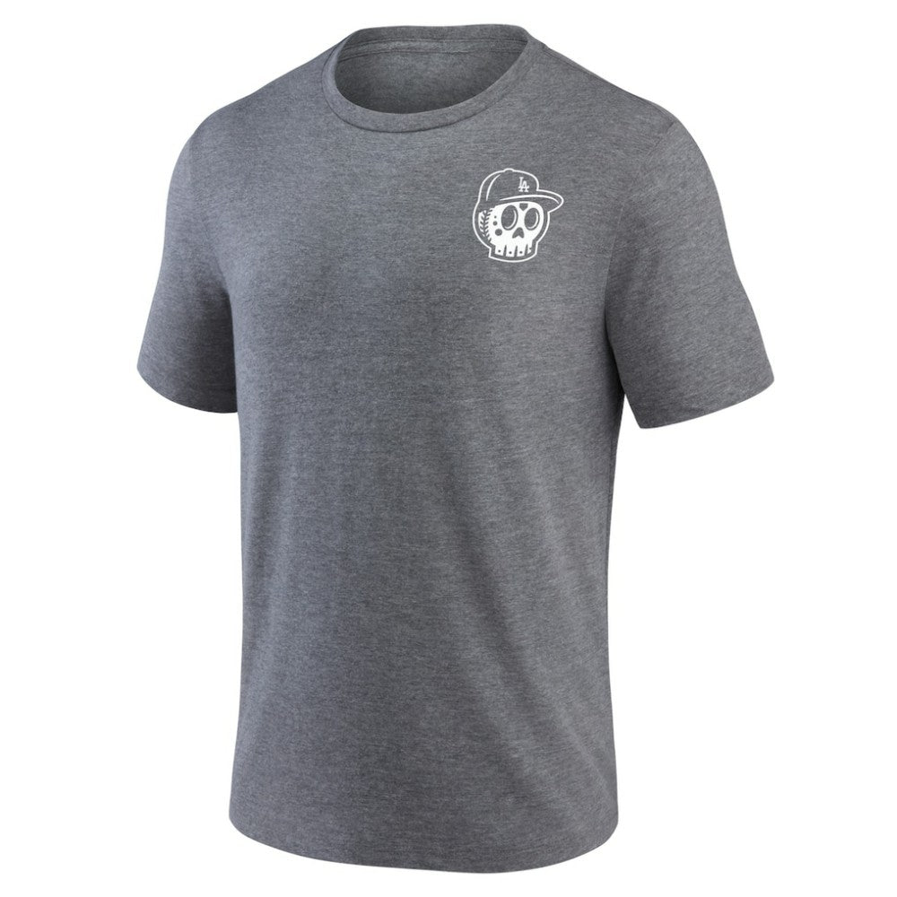 Los Angeles Dodgers Hometown Collection Sugar Skull Tri-Blend T-Shirt Heather Gray