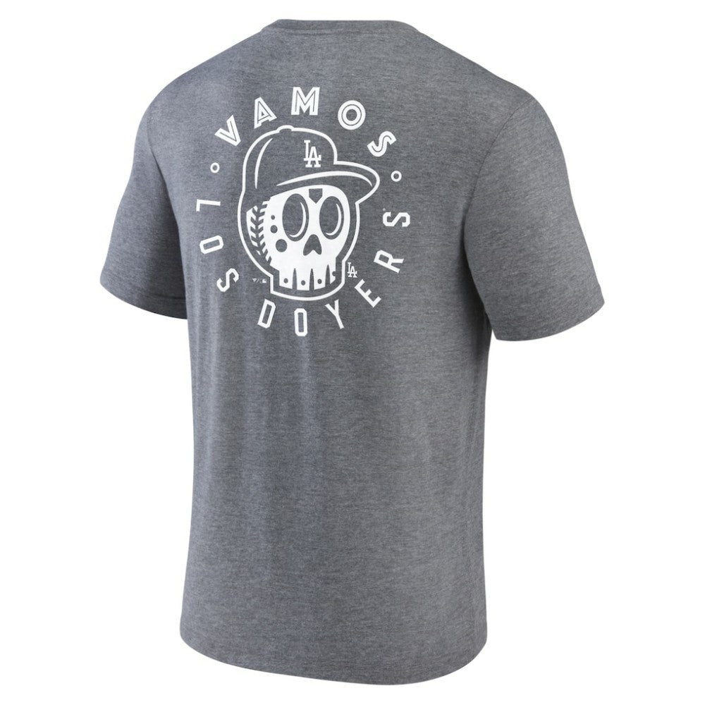 Los Angeles Dodgers Hometown Collection Sugar Skull Tri-Blend T-Shirt Heather Gray
