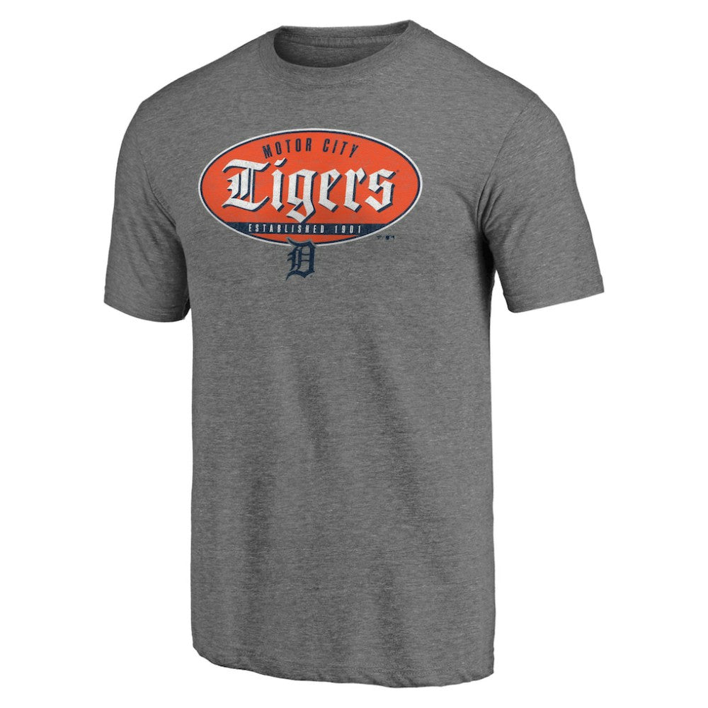 Detroit Tigers Hometown Collection Oil Can Tri-Blend T-Shirt Heather Gray