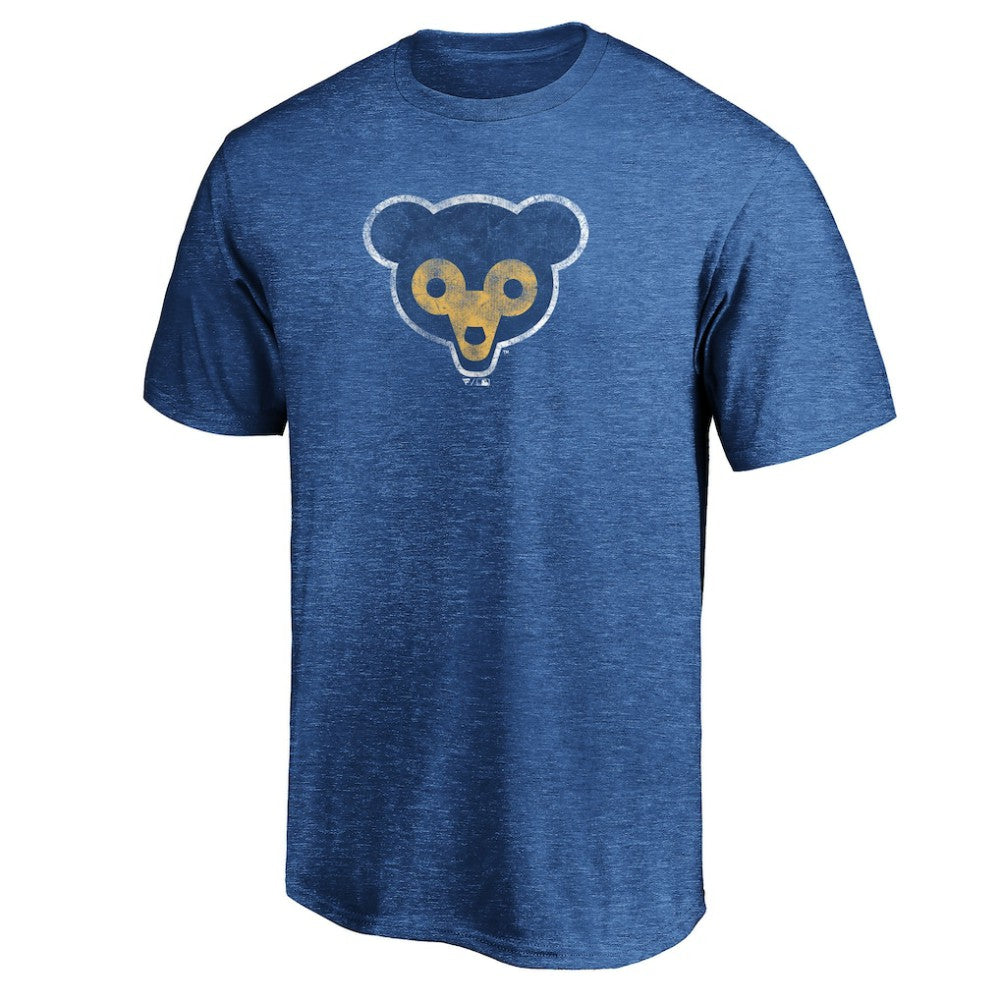 Chicago Cubs Cooperstown Collection Throwback Logo Tri-Blend T-Shirt Heather Royal