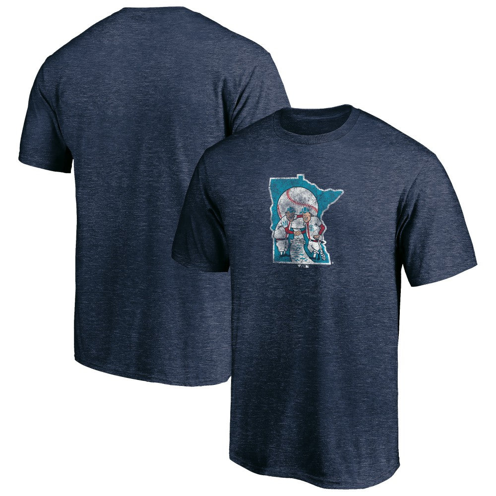 Minnesota Twins Cooperstown Collection Throwback Logo Tri-Blend T-Shirt Heather Navy