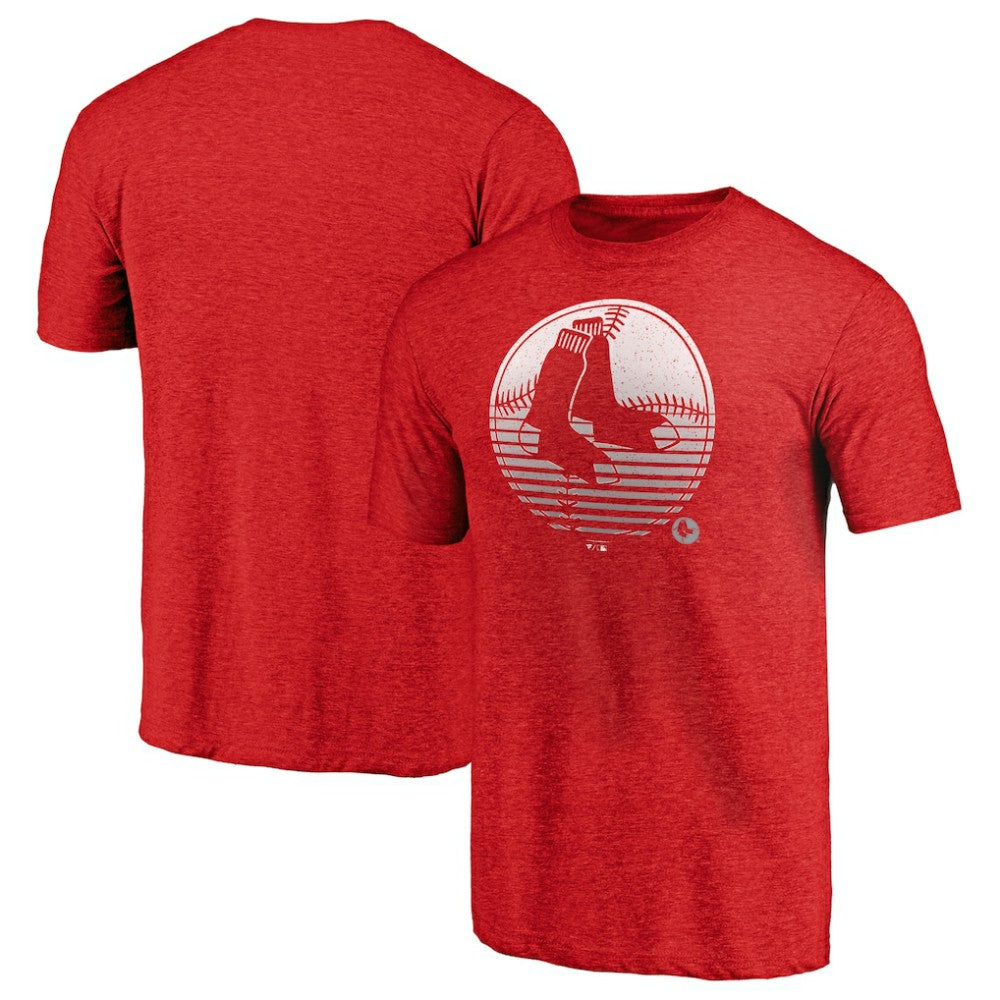 Boston Red Sox Cooperstown Collection Logo Tri-Blend T-Shirt Heather Red