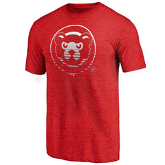 Chicago Cubs Cooperstown Collection Logo Tri-Blend T-Shirt Heather Red