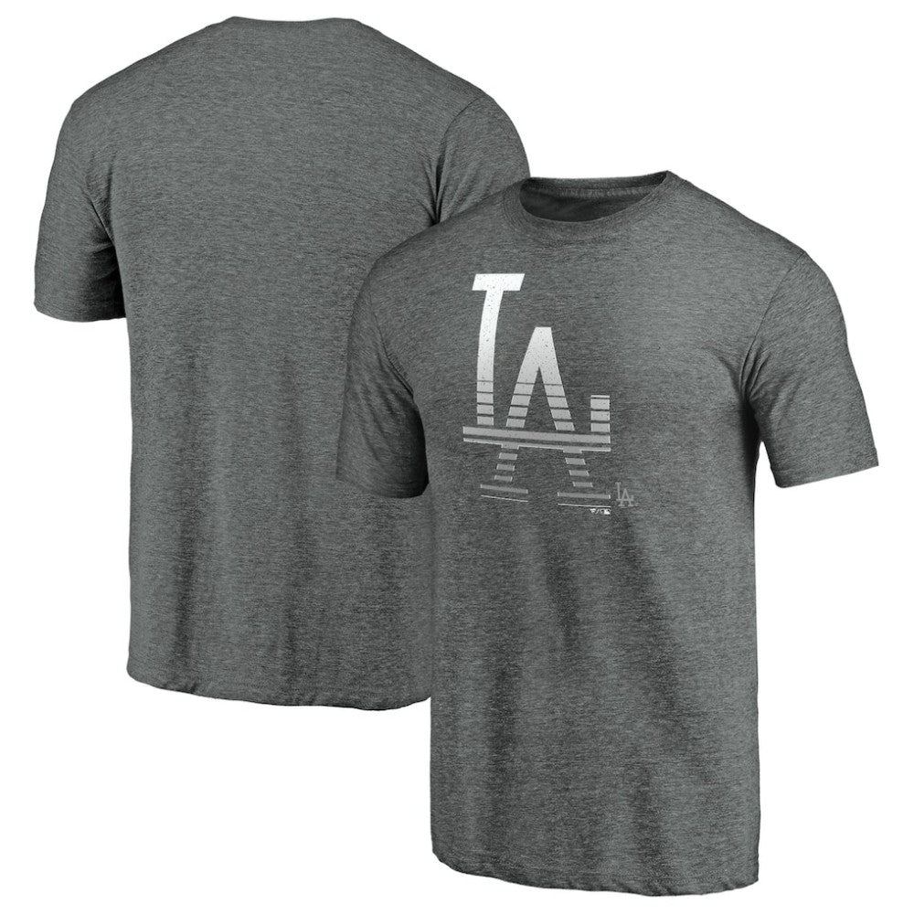 Los Angeles Dodgers Cooperstown Collection Logo Tri-Blend T-Shirt Heather Gray
