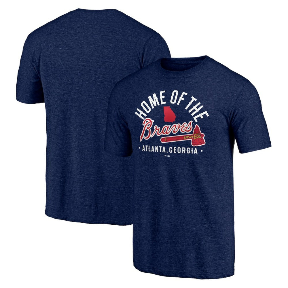 Atlanta Braves Hometown Collection Home Of The Braves Tri-Blend T-Shirt Heather Navy