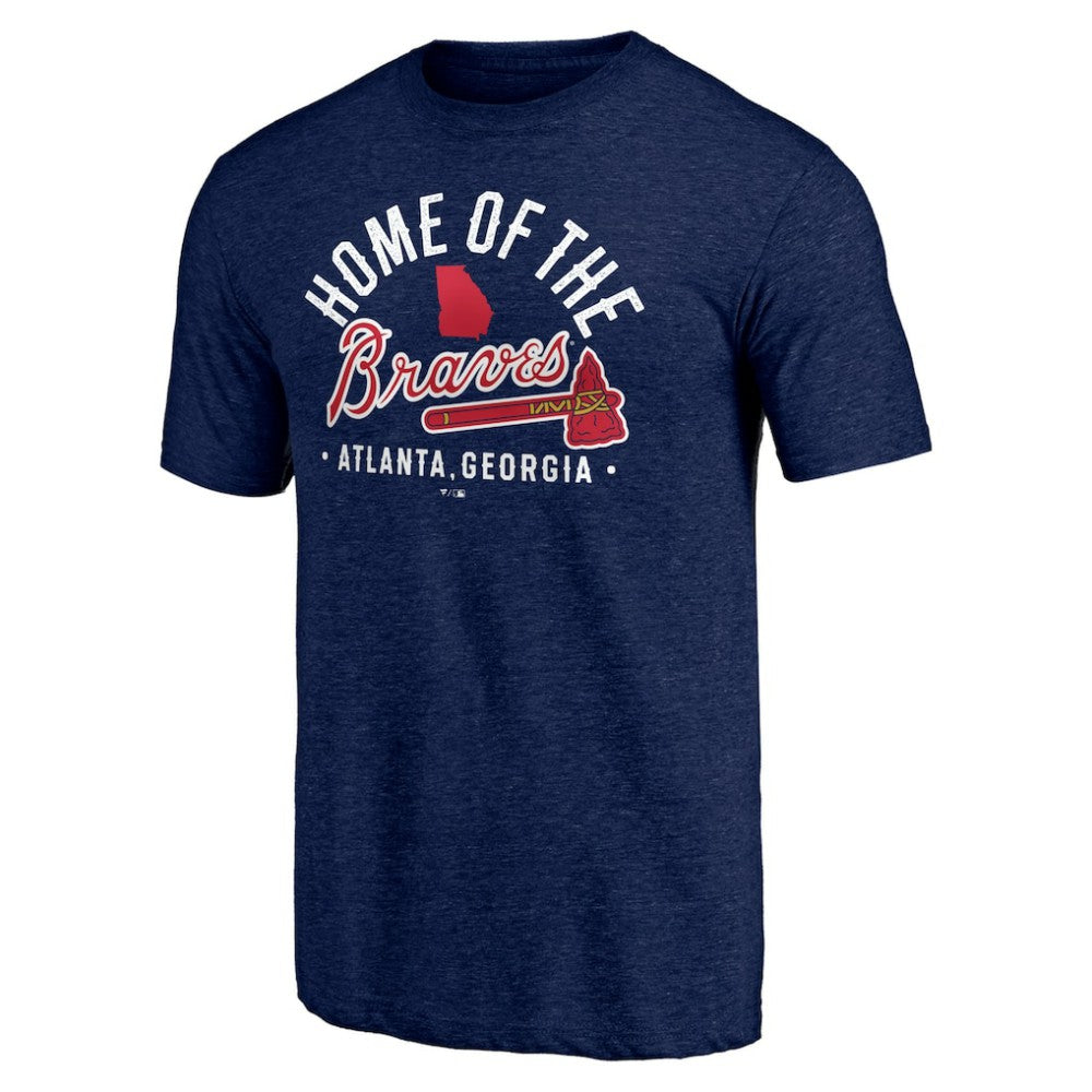 Atlanta Braves Hometown Collection Home Of The Braves Tri-Blend T-Shirt Heather Navy